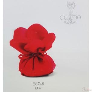 Bomboniera Decorazione Sacchetto fiore Rosso porta confetti  D 4 cm Set 12 ART 56748