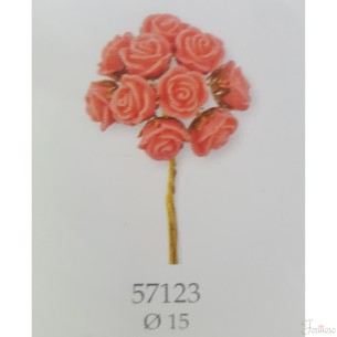 Rosa Fiore in resina colore Corallo D 15mm decorazione bomboniera set 12 pz art 57123