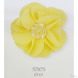 Rosa Gialla tessuto decorazione bomboniera D 65 mm set 12 pz - art 57875