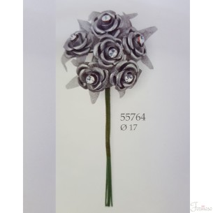 Rosa argento con brillante decorazione bomboniera 17 mm - set 72pz art 55764