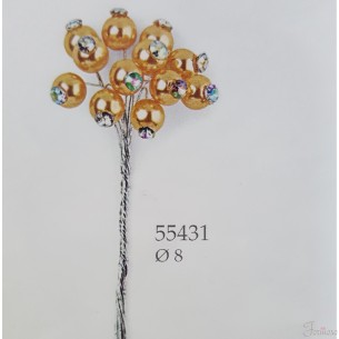 Perla colore oro e strass D 8 mm decorazione bomboniera set 144 pz art 55431