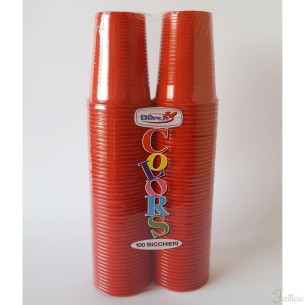 Confezione 100 Bicchieri rossi in plastica idea festa  D 70xh 80mm art 02443