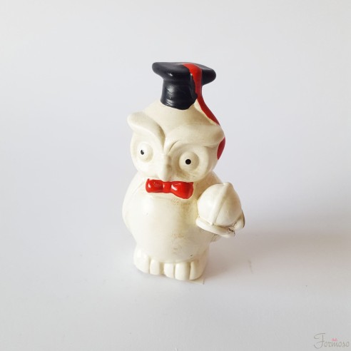 Bomboniera Decorazione Gufo in ceramica bianca idea laurea H 7 cm - art 55760