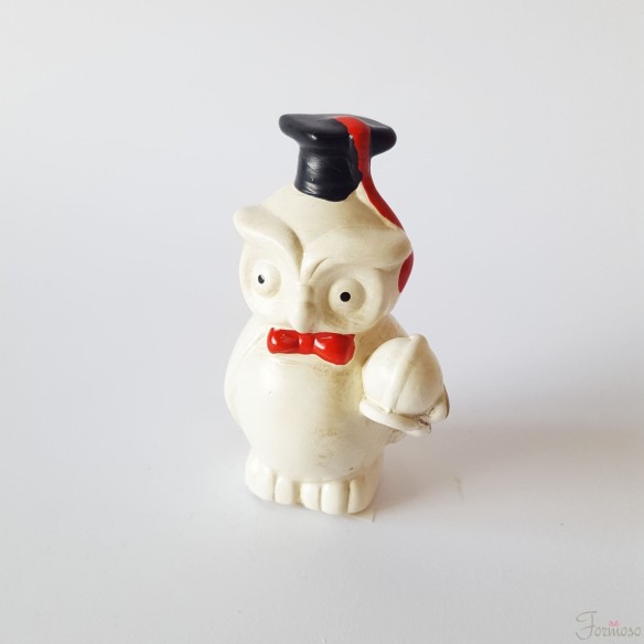 Bomboniera Decorazione Gufo in ceramica bianca idea laurea H 7 cm - art 55760