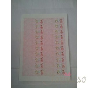 Foglio 20 bigliettini bomboniera nascita bimba rosa 4,5 x 2,5 cm art 12501C