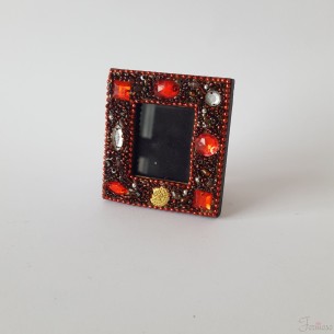 Porta foto con perline rosse bomboniera laurea 6,5 x 7 Cm art 53264