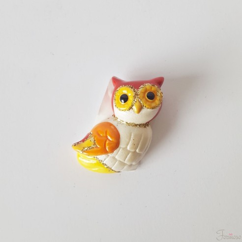 Gufo ceramica rosso calamita idea bomboniera laurea H 5,5 Cm - art 54551