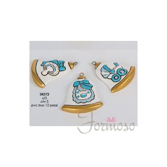 Bomboniere Decorazione Campanella ciondolo resina Celeste decorazione set 12 pz - art 04372