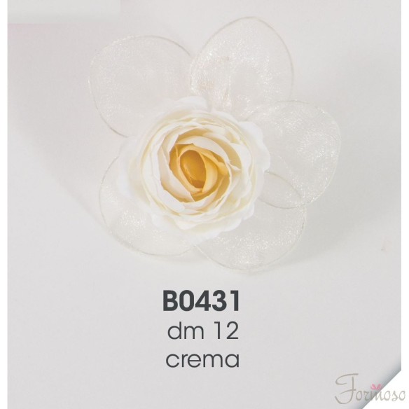 Fiore Crema in tessuto con porta confetti 120 mm set 11 pz art B0431CREM
