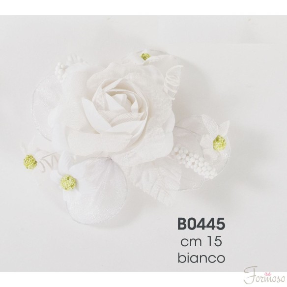 Fiore Bianco in tessuto con porta confetti 150 mm set 12 pz art B0445