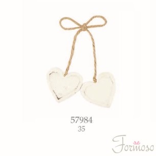 Cuori bianchi legno bomboniere decorazione matrimonio set 10pz Art 57984