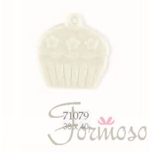Ciondolo cup cake ceramica smaltata decorazione bomboniera 38x40mm art 71079