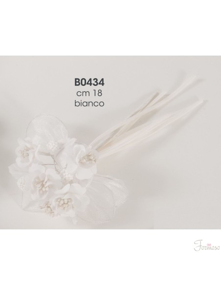 Fiore Bianco in tessuto porta confetti 180 mm set 10 pz art B0434BIAN
