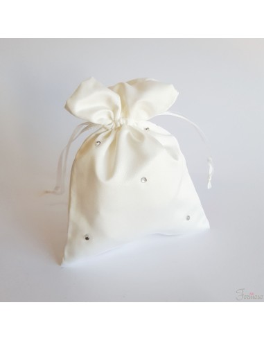 Sacchetto bianco porta confetti con strass bomboniera 125x175 mm art 55446