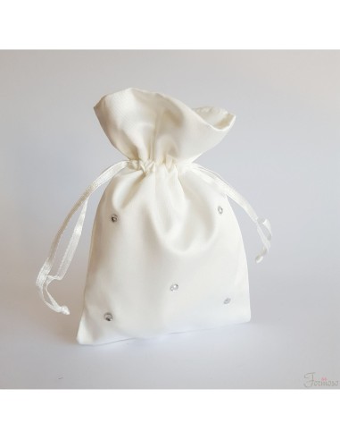 Sacchetto bianco porta confetti con strass bomboniera 100x140 mm art 55445