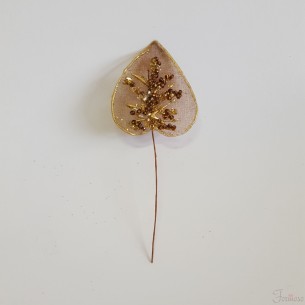Foglia color Bronzo con perline decorazione 40x40 mm set 48 pz art 53836