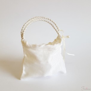 Sacchetto borsetta bianca in tessuto confetti 12x10 mm Set 10 pz art 54844