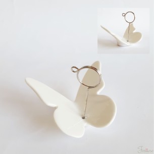 Farfalla ceramica bianca porta foto bomboniera 90xh70mm - art 71905