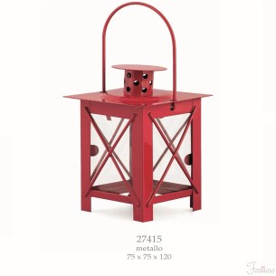 Lanterna quadrata metallo Rossa bomboniere o decorazione 7,5 x 12 cm art 27415