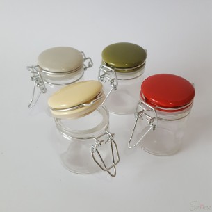 Barattolino vetro vari colori porta confetti h 65mmx45mm set 12 pz art 06520BIS