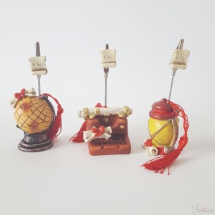Bomboniera Decorazione Set 3 clip porta foto varie figure Laurea h 12 cm art 049141