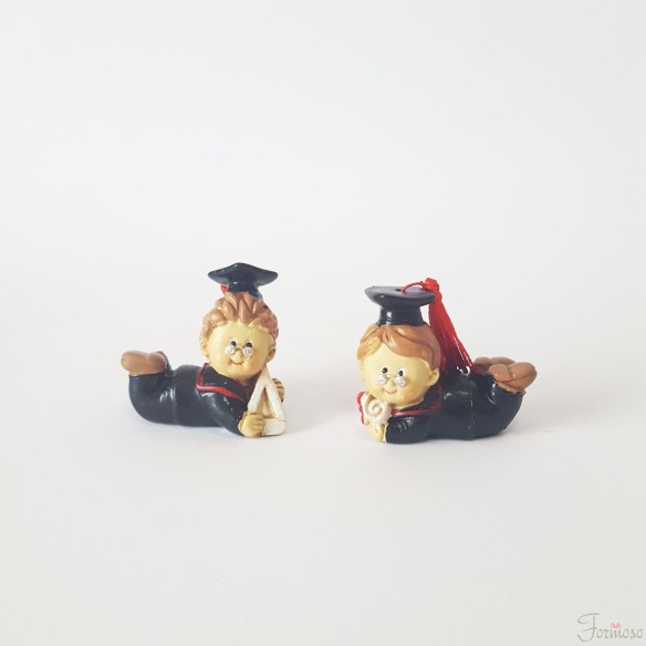 Bomboniera Decorazione Dottore boys in resina Laurea 4 cm set 2 pz art 049129