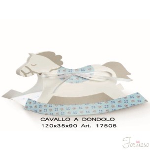 Scatola Confetti Cavallo dondolo Bloom Celeste 100x35x90mm Set 10 pz art 17505