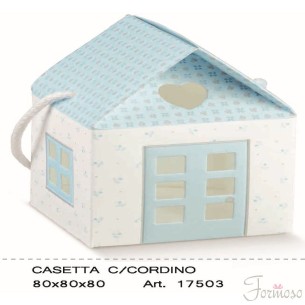 Scatola bomboniera Casetta Bloom Celeste 8  x8 x 8 Cm Set 10 pz art 17503