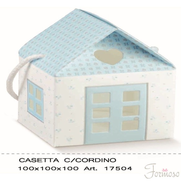 Scatola bomboniera Casetta Bloom Celeste 10 x 10 x h 10 cm Set 10 pz art 17504