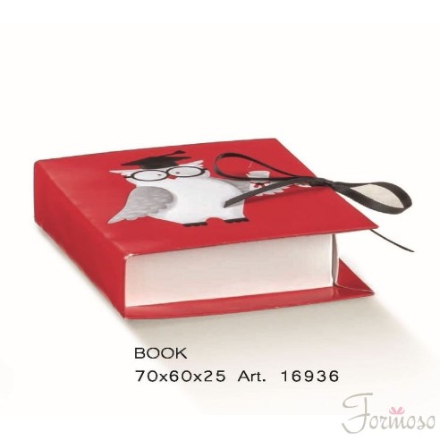 Scatola Confetti modello Libro Rosso Gufo h 7 x 6 x 2,5 cm Set 20pz art 16936