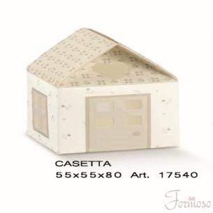 Scatola bomboniera Casetta Bloom Tortora 55x55x80mm  Set 10 pz art 17540