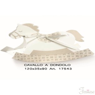 Scatola Confetti Cavallo dondolo Bloom Tortora 100x35x90mm Set 10pz art 17543