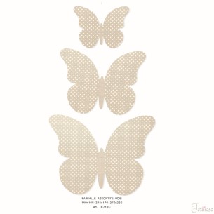 Farfalle Assortite decorazione Tortora pois varie misure - n 30 pz art 16717C