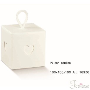 Scatola Confetti inserto cuore Bianco 100x100x100mm Set 10pz art 16920