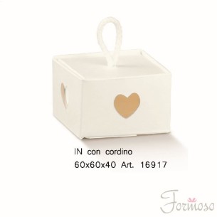 Scatola Confetti inserto cuore Bianco 60x60x40 mm Set 10 pz art 16917