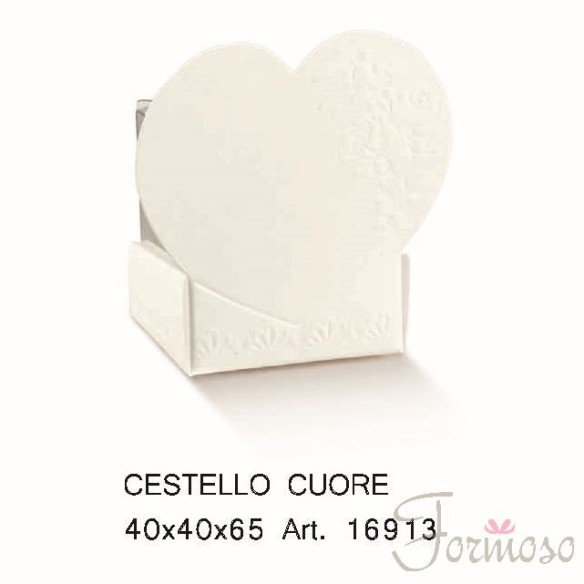 Scatola tipo Cestino Cuore bomboniera 40x40x65mm Set 10pz art 16913