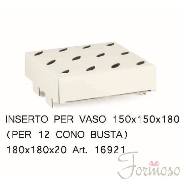 Inserto porta coni  per vaso Bianco 180x180x20 mm Set 10 pz art 16921