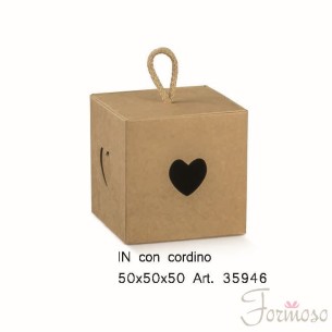 Scatola Confetti inserto cuore Avana 5 x 5 x h 5 cm Set 10 pz art 35946