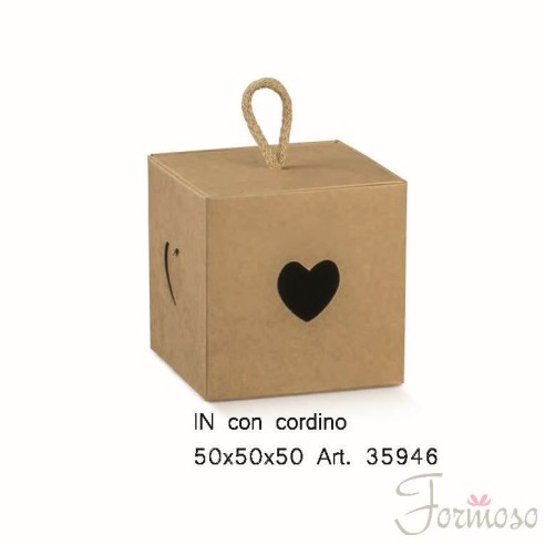 Scatola Confetti inserto cuore Avana 5 x 5 x h 5 cm Set 10 pz art 35946
