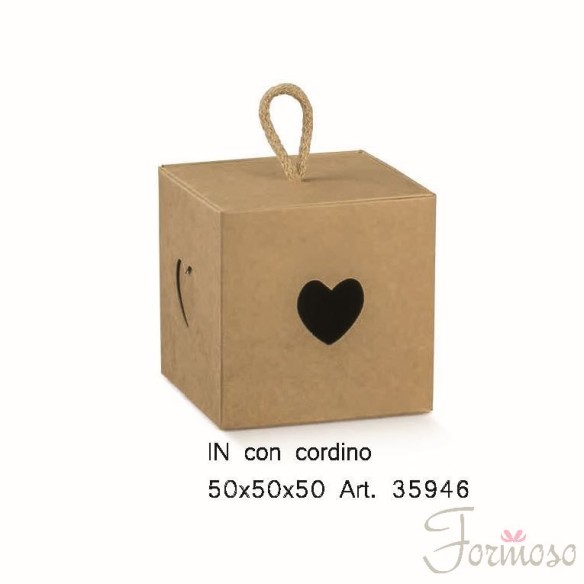 Scatola Confetti inserto cuore Avana 5 x 5 x h 5 cm Set 10 pz art 35946