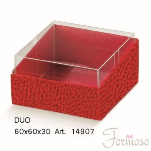 Scatola bomboniere DUO porta confetti pelle rossa 60x60x30 - n 10 pz art 14907