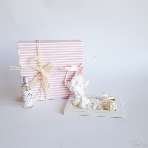 Bomboniera Decorazione Profumatore diffusore angelo gesso rosa 12 x 9 x h 7 cm art 08425