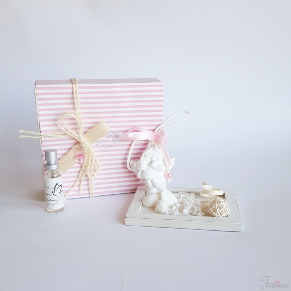 Bomboniera Decorazione Profumatore diffusore angelo gesso rosa 12 x 9 x h 7 cm art 08425