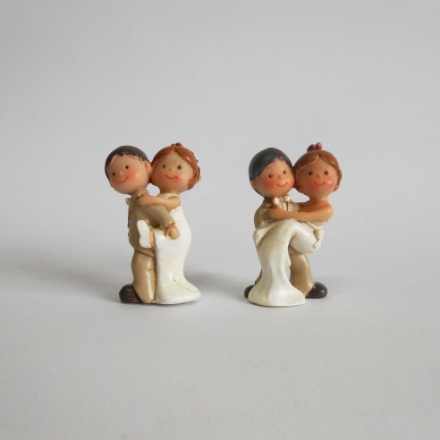 Coppia Sposi resina h 5 Cm decorazione bomboniera Set 2pz art 049095
