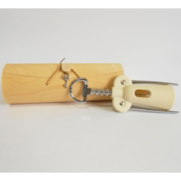 Cavatappi metallo con manico gomma Avorio h 17 cm bomboniera art 12234