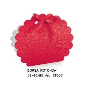 Scatola bomboniera Borsa rotonda laurea seta rosso 58x40x85mm n 20 pz art 13607