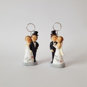 Sposi in resina porta foto con clip bomboniera h100mm set 2pz art 049099