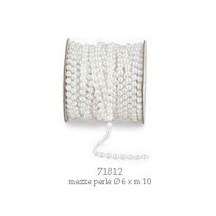 Rotolo bobina Mezze perle Bianche decorazione Pvc D.6x10 mt - art 71812
