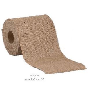 Nastro rotolo in Juta taglio vivo marrone decorazione  h 12 cm x 10 mt - art 71957