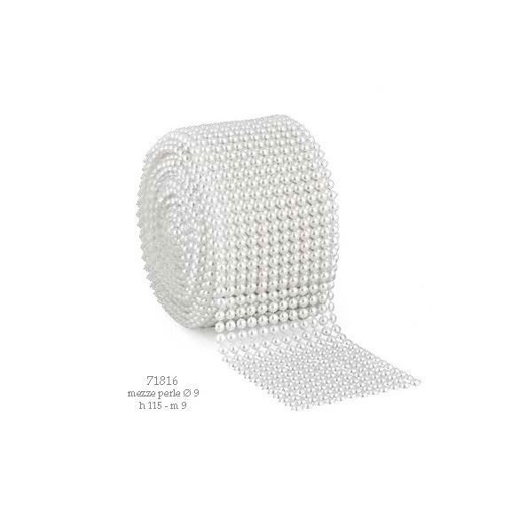 Rotolo bobina Mezze perle Bianche pvc D. 9  x 115mm x 9 mt - art 71816